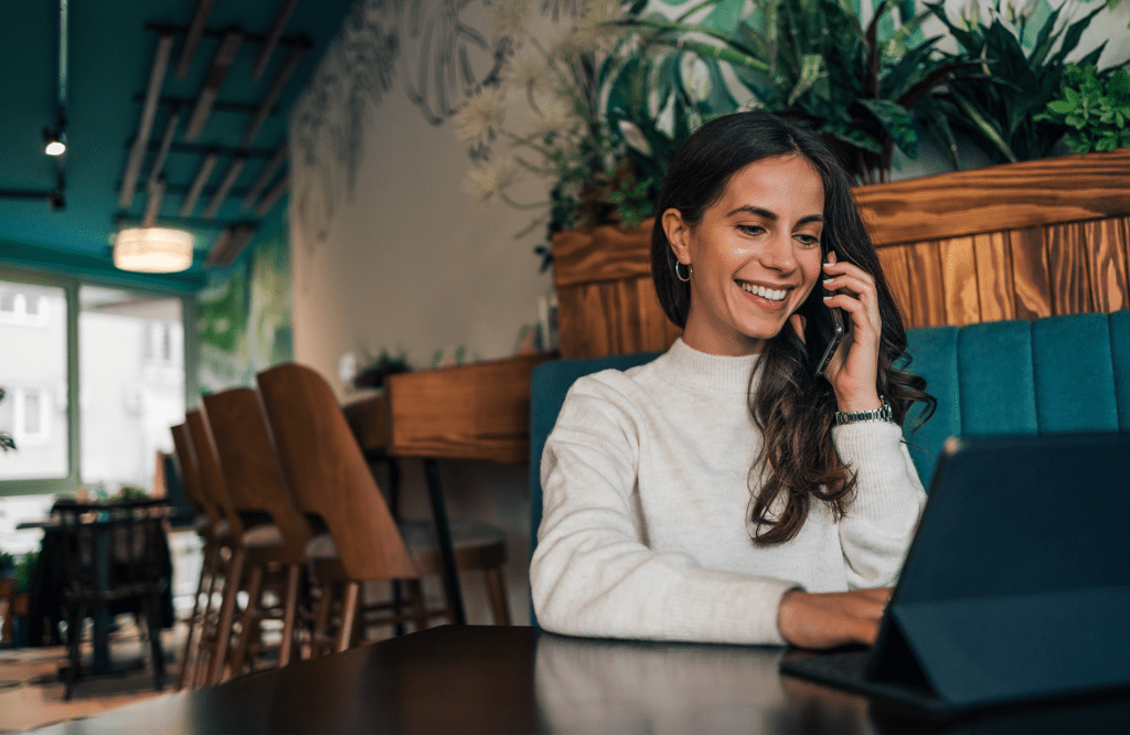 Young woman on phone scheduling appointment